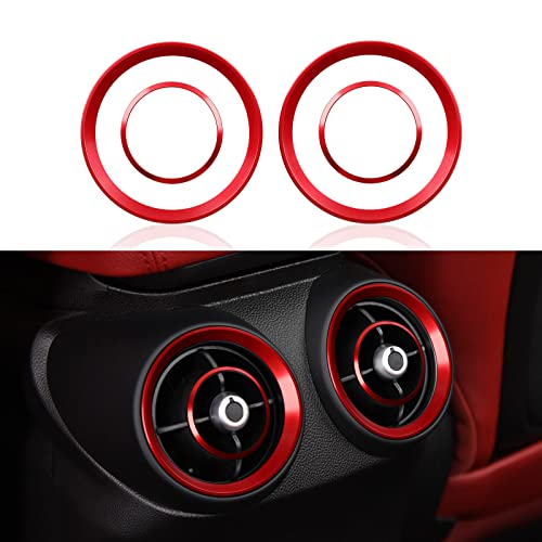 Image of 4PCS Car Air Vent Frame Trim AC Sticker Decals Aluminum Alloy Compatible with Alfa Romeo Giulia 952 Stelvio 949 2016-2026 Accessories (Rear)