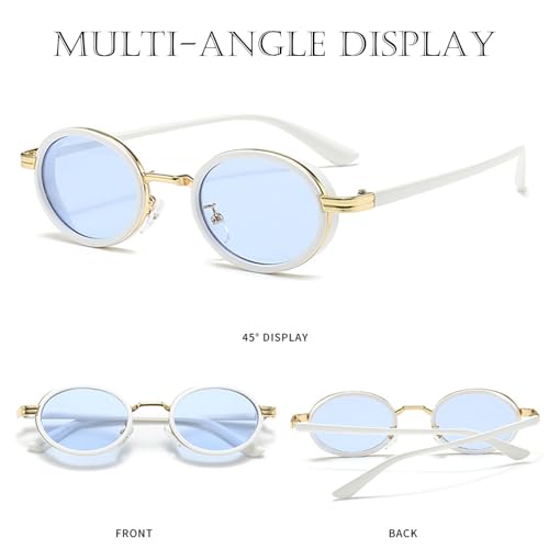 Vintage Steampunk Ovel Sunglasses for Women Men Fashion Semi-Metal Frame Hip-hop punk Glasses UV4003