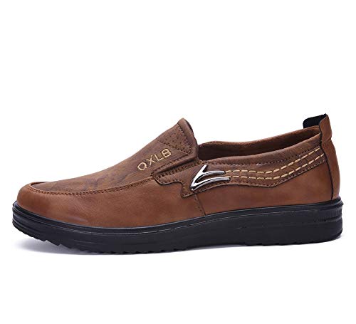 Asifn Mens Slip-on Loafers Leather Casual Boat Shoes Dress Shoes Walking Work Flats Summer Breathable Lightweight Wear Resistant2