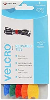 VELCRO Brand VEL-EC60250 One-Wrap Reusable Ties, Multi-Colour, 12mm x 20cm-5Pk, Set of 5 Pieces