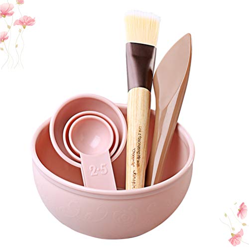 PIXNOR Face Pack Tigela Tigela Escova Colheres de Medição Mulheres Senhoras Casa Diy Suprimentos Ros