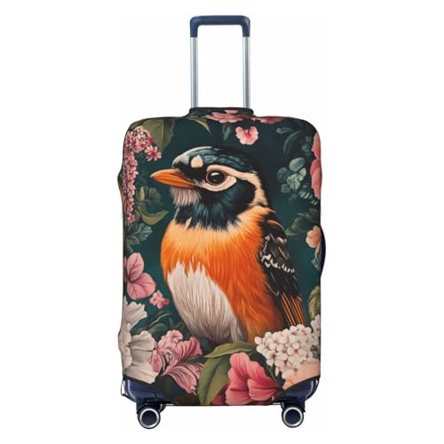 Bird And Florals Maximalism Elastic Travel Luggage Covers Dustproof Scratch-Resistant Suitcase Protector Fit 22-24 Inch