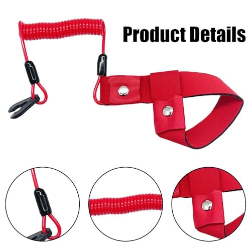MiOYOOW Noodschakelaar koord, anti-verlies boot kill switch lanyard boot kill stop schakelaar aansluiting houder riem met polslus voor motorboten, snelboten (63 inch) - Afbeelding 4