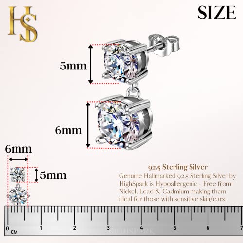 HIGHSPARK 925 Silver Solitaire Dangle Earrings for Women | 92.5 Sterling Silver and Diamond like Brilliance Sparkling Zirconia for that Stunning Shine | Lovely Gift - Image 2