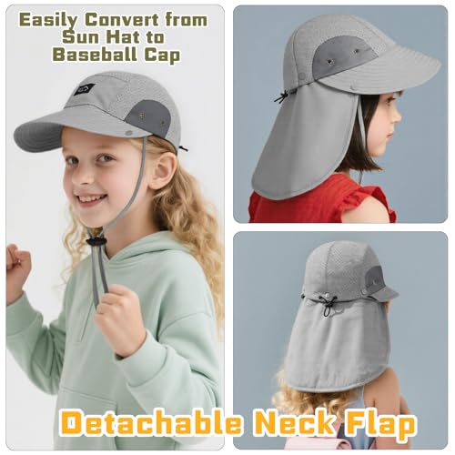 Kids Sun Hats for Boys Girls UV Protection Baseball Cap Hats for Kids with Neck Flap Wide Brim2