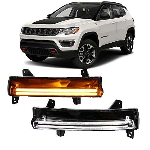 Dreamseek LED DRL Driving Fog Lamp for Jeep Compass 2017 2018 2019 2020 2021 Front Daytime Running Light with Dynamic Sequential Turn Signal