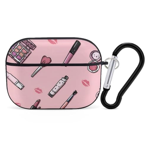 Makeup Pattern Protective Case Compatible with Airpods Pro PC Cover with Keychain