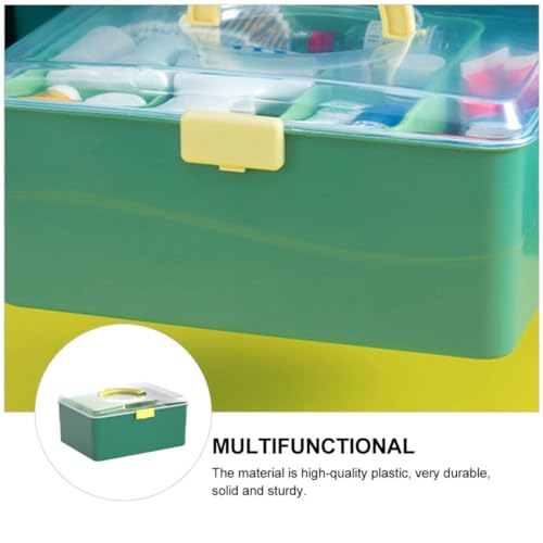 Caja de medicamentos portátil de doble capa con asa para el hogar 5