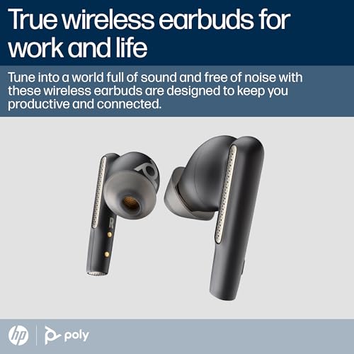 Image of Poly (Plantronics + Polycom)Voyager Free 60 UC True Wireless Earbuds, In-Ear W /Noise-Canceling Mic, 5.8G, Compatible W /Iphone, Android, PC /Mac, Zoom, Teams, Up To 16.5 Hours Talk Time, Black, 7Y8L9AA