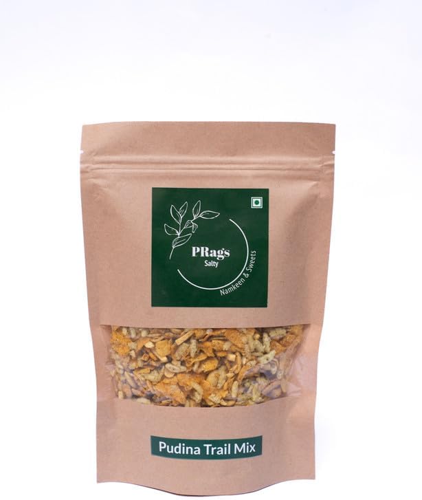 PRags Salty Pudina Trail Mix Healthy crispy cornflakes peanuts rice flakes potato sticks and rice puffs Pudina Trail Mix with Mix Healthy Supersnacks Diet Snacks Munchies 200g Pack of 1