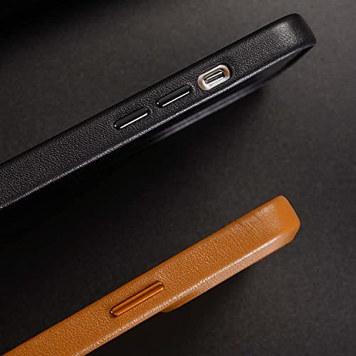 Coque en cuir iPhone 13 marron étui chic en microfibre - 5