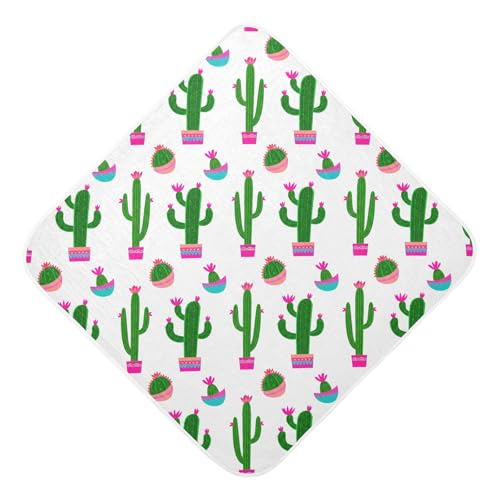 Msyxl Festive Cacti Hooded Towel - Ultra Soft & Absorbent Muslin Cotton Bath Towel for Babies, Toddlers, Newborn - Boys & Girls Essential 30