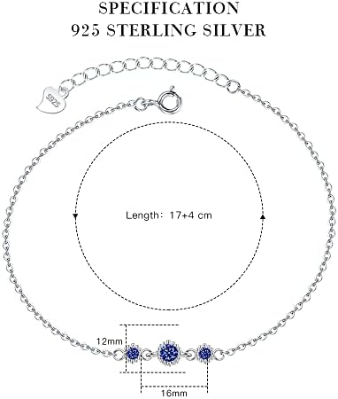 VANSZA Silver Bracelet For Women 925 Sterling Silver With Sparkling 3 Zirconia Diamond,Bracelets For Ladies Girls Wife | Jewellery Gifts for Her