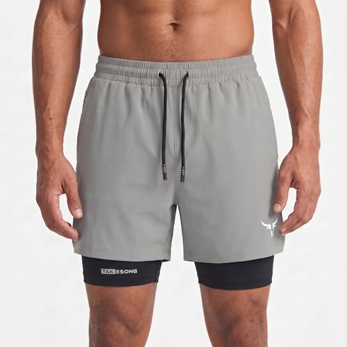 Image of Lymio Men Shorts | 2 in 1 Active Dual Shorts with Inner Tights Layer | Men's Double Layer Short for Running, Gym & Sports (SSM-S-09-11)
