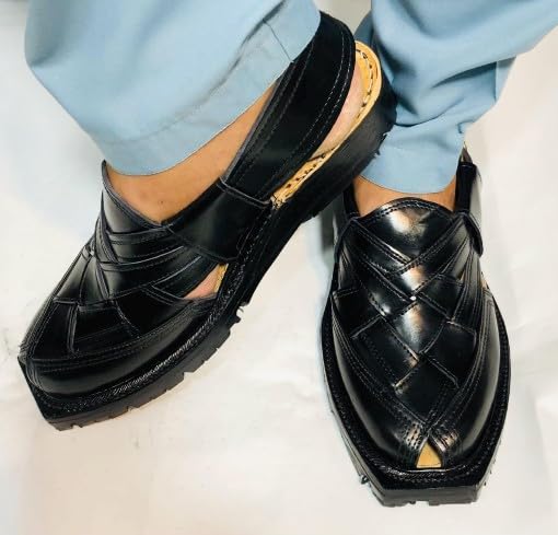 Peshawari Chappal, Black Handmade Stylish Sandals, Classic Black Leather Peshawari Chappal, Ethnic Leather Footwear for Men4