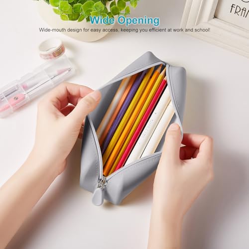 Image of Silicone Pencil Case Small, Pen Case Organizer, Silicone Pencil Pouches, Pen Bag, Pencil Bag, Pen Pouch for Women, Makeup Pouch Gray