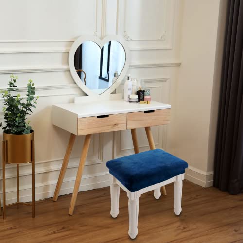 Image of SINOSSO Vanity Stool Covers Set of 4, Super Soft Velvet Stretch Washable Saddle Bar Stool Slipcover Bench Seat Protector, (Rectangle, Navy Blue, 4 Counts)