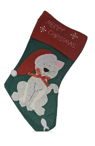 Decsee Weihnachtsstrumpf, Katzenstrümpfe, 40 cm, für Haustiere, Katzen, Pfotenstrümpfe, Weihnachtsbaumschmuck, Füllstoff
