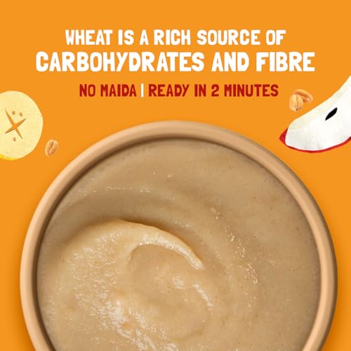 Slurrp Farm No Added Sugar Instant Wheat Apple & Banana Cereal | No Milk No Preservatives | 300g