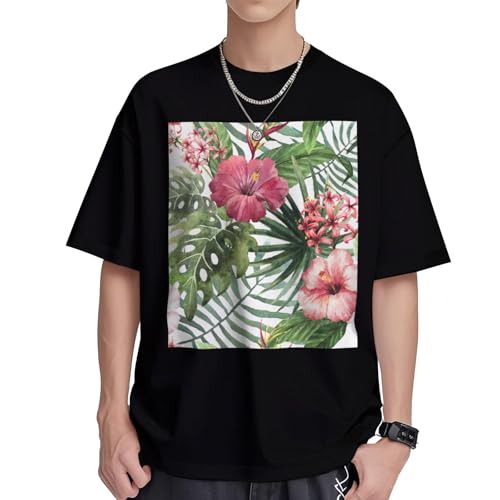 T-shirt coton imprimé feuilles tropicales premium à coupe ample femme