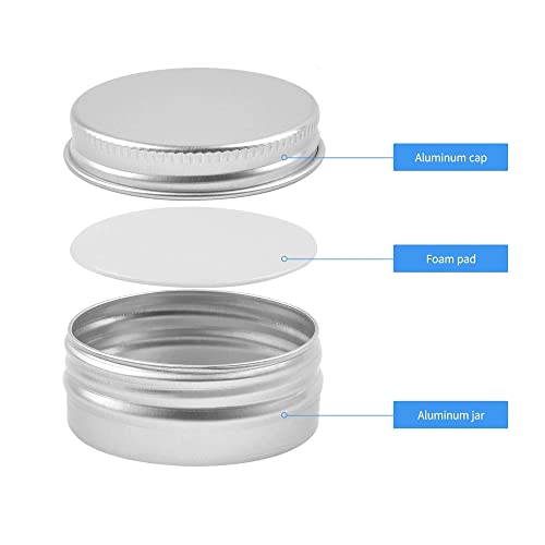 2oz Aluminum Empty Storage Screw-top Tin Jars with Lids, 75PCS Round Candle Cans, Refillable Cosmetic Containers for Lip Balm, Shea Butter, Salves, Silver4