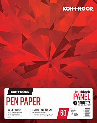 Bloc de papier à stylo lisse Koh-I-Noor blanc brillant de 60 feuilles pour encre