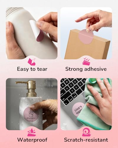 Image of Phomemo Round Labels- Pink Gradient 5 Colors Thermal Labels, 2 Inch Circle Self-Adhesive Stickers for M110 /M100 /M220 /M250 Label Printers, Thermal Paper for Gift, Candle, Logo, Baking Box, 140pcs /Roll