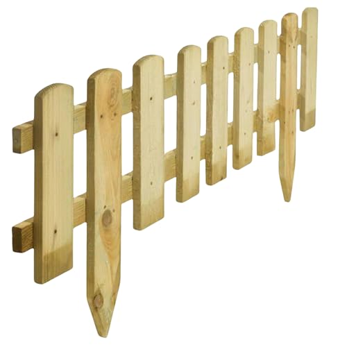 rightclick Wooden Picket Fence Garden Edging Border, Freestanding Picket Fence Panels, Outdoor Decorative Garden Fencing Panels for Grass Lawn Plants Flowers Bed Patio 120 x 3 x 30cm
