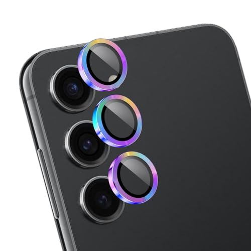 LZAYN Camera Lens Protector for Samsung Galaxy S23/S23 Plus/S24 Tempered Metal Glass Camera Screen Protector Cover Film Accessories HD Clear Scratch Proof Case Friendly Colorful Titanium