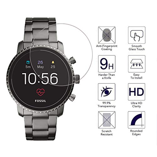 (3 Pack) Orzero For Fossil Gen 4 Q Explorist Hr Smartwatch Tempered Glass Screen Protector [Upgraded], 2.5D Arc Edges 9 Hardness Hd Anti-Scratch Bubble-Free (Lifetime Replacement) #TOP1