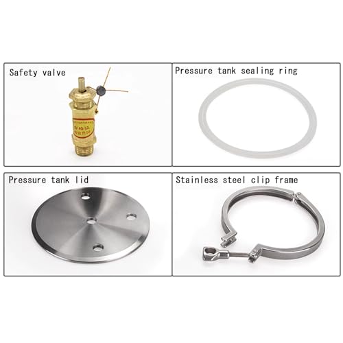 Image of iDili 304 Stainless Steel Pressure Tank, 1-15L Optional Fluid Dispensing Container with Safety Valve & Gauge for Glue, Chemical, Storage & Transfer (5L)