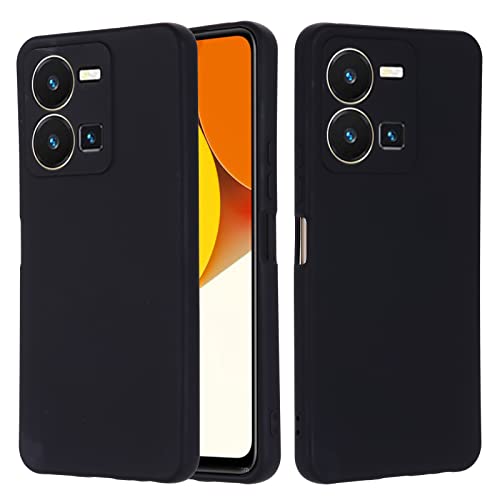 EasyShow Compatible with vivo Y35 Case, Liquid Silicone Gel TPU Case, Gel Rubber with Microfiber Case Cover, with Suitable for vivo Y35 Shockproof cover（Black）