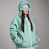 Hooded Sweatshirt With Eye Mask Zip Up Travel Hoodie With Arm Pocket Oversized Airplane Sleep Hooded Jacket Solid Fleece Casual Pullover Coats Flying Sleeping Autumn Tops 01 Mint Green S #1