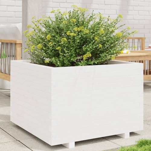Gecheer Jardinera Madera Maciza de Pino Blanco 70x70x49,5 cm,Jardinera Exterior para Jardín Balcón o Patio,Jardinera Exterior para Jardín Balcón o Patio,TPY-2