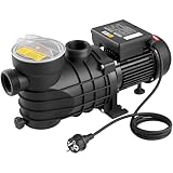 VEVOR Pompa di Filtrazione per Piscina Fuori Terra 250W 11700 L/h Velocità Singola con Cestello Filtro Coperchio, Pompa per Piscina Fuori Terra Velocità 2850 giri/min Prevalenza max. 8m Giardino