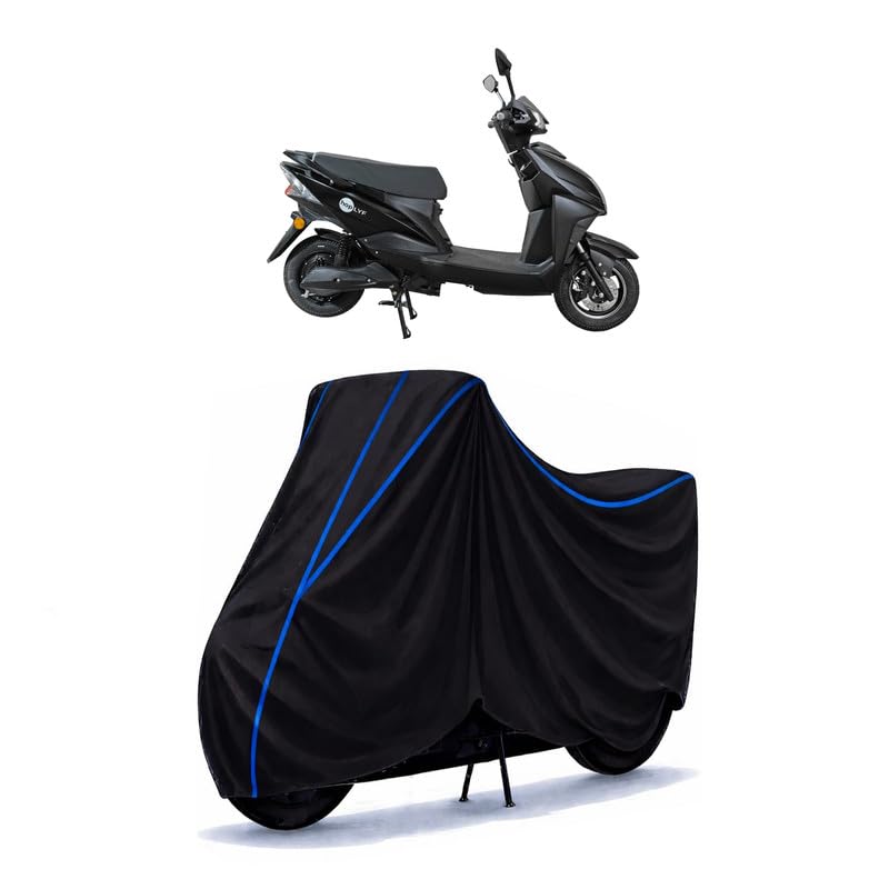 Image of Scooty Cover Water Resistant for HOP Electric Mobility | Universal Scooter & Bike Cover | Heavy Duty UV Dust, Rain & Scratch Protection Weather Indoor Outdoor | Black with Blue Piping
