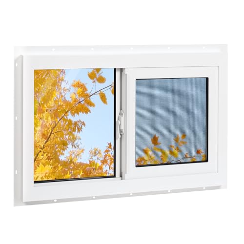 NOTASA Vinyl Basement Window, 32" x 20" Bathroom Sliding Window