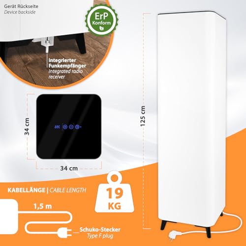 Sundirect Tower- Pro Infrarotheizung IR- Heizsäule 500W/ 1000W Touch- Thermostat mit Wochenprogramm, 24h- Timer, Tuya Smart App, optimal für Büro. Konferenzraum, Wintergarten-6