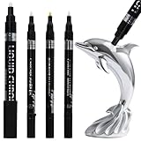 4 Pezzi Pennarello Cromato Argento con Effetto Specchio, Marker Vernice Metallizzato Liquido Impermeabile 0.7mm/1.0mm/2.0mm/1-2mm, Penna Acrilica per Metallo, Vetro, Plastica, Ceramica, Fai da Te