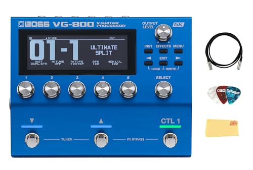 Boss VG-800 V-Guitar Processor Bundle with MIDI Cable, Picks, and Austin Bazaar Polishing Cloth