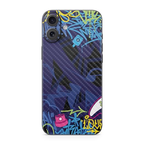 MightySkins - Funda protectora de fibra de carbono compatible con Apple iPhone 16 Plus, etiqueta de jugador, vinilo 3M, fácil de aplicar, fabricado en los Estados Unidos por MightySkins