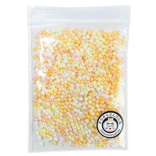 パールビーズ カラフル 3mm【イエロー系】黄 約998粒 穴あり 両穴 樹脂 丸玉 光沢 大容量 お得セット ミックス 手芸用品 ハンドメイド 材料 アクセサリーパーツ ネックレス ブレスレット デコレーション DIY用品 プラスチック きらきらぷんぷん丸 CB-076