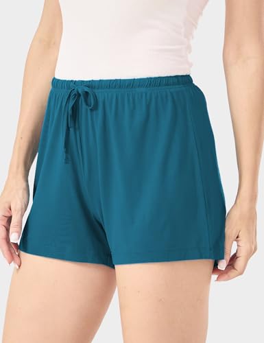 Image of GYS Women's Bamboo Viscose Cooling High Waisted Pajama Shorts | Moisture wicking, Breathable, Tagless, Soft stretch, Elastic waist with drawstring, for hot flashes & summer sleep