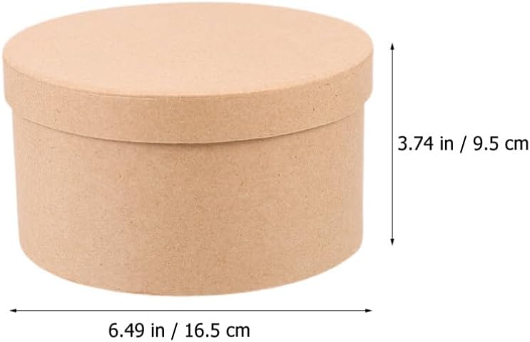 Hemoton Round Kraft Storage Box 6.5 Inch with Lid for Cookies Packaging Sweets Wrap and Baking Storage