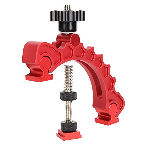 Adjustable T Track Clamp, Lightweight Aluminum Alloy Clamp for Woodworking Tool, 7 Circular Pivot Points, Red Color, Easy Installation and Use, Prevent Hand Injuries, Clamp 2