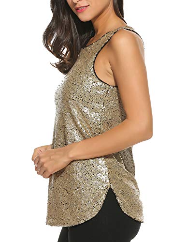 image for Zeagoo Women's Sleeveless Sparkle Shimmer Camisole Loose Sequined Vest