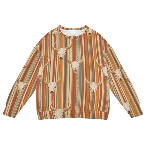 JUNZAN Western Cow Skulls Boho Kids Boys Sweatshirts Hoodies Crewneck Boys Sweat Shirt Party 4T