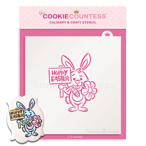 The Cookie Countess Bunny & Sign PYO Stencil - Drawn by Krista
