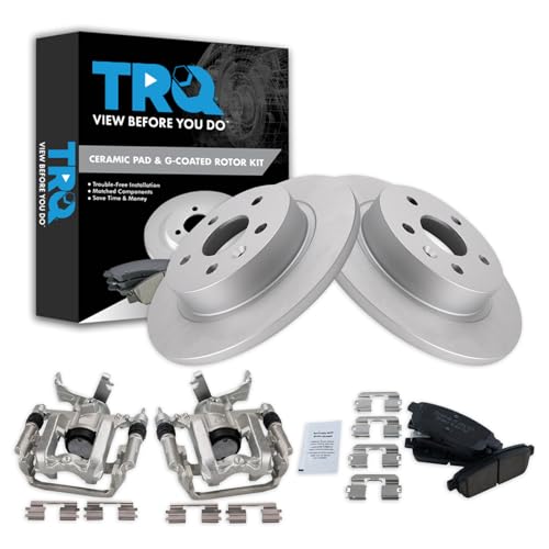 Image of TRQ Rear Brake Pad and Rotor Set Ceramic Solid Rotors Calipers | For 2013-2017 Buick Encore 2013-2016 Chevrolet Sonic 2015-2017 Trax
