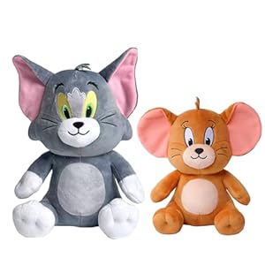 Cartoon Cat and Mouse Plush Toy Set – 11.8in Cat & 7.8in Mouse Stuffed Animals, Cute Cartoon Plushies for Birthday Party Home Decorations,Valentine’s Day Gift